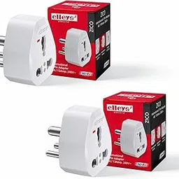 Elleys Zico 3 pin Socket US Converter for India (USA, UK, China) Australia to India Plug Converter - Type D Plug Adapter 6A / 13amp - 240V 2pin 3pin Socket Travel Adapter for Home, Office - 2 Pcs-picture-40