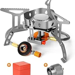 ITUSHA Windproof Camp Stove Camping Gas Stove with Fuel Canister Adapter, Piezo Ignition, Carry Case, Portable Collapsible Stove Burner for Outdoor Backpacking Hiking and Picnic (3500W Stove)-picture-17