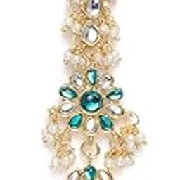 i jewels 18K Gold Plated Traditional Pearl & Kundan Studded Maang Tikka for Women/Girls (T2872)-picture-19