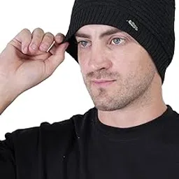 Amazon Brand Nora Nico Knitted Woollen Beanie Cap with Fur Inside, Skull Cap for Both Men and Women-picture-37