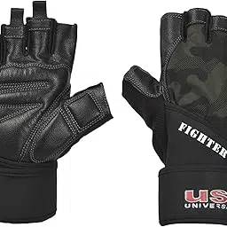 USI UNIVERSAL Gym Gloves, 733F Fighter Fitness Gym Gloves For Men & Women, Workout Powerlifting Gloves, Leather, Polyester, Elastane, Foam Construction (X-Large, Navy Blue)-image-69