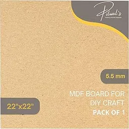Pilwal's ™ 22 x 22 inch MDF Boards - 5.5 mm Thick MDF Smooth Unfinished SQUARE Boards - MDF Sheets Coutouts for craft DIY Art, lippan art, Painting, Decoupage, Resin Art, Pyrography, Laser Cutting. (22"x22" inch,1 Piece) image 1