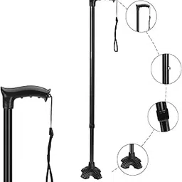 generic Rubber Base Leg Strong Walking Stick for Old People Adjustable Height Heavy Duty Portable Ideal for Senior Citizen,Old,Light Weight Medical Walking ! Made by High Aluminum (Black)-picture-10