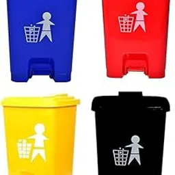 Kausta Bio-Hazard/Medical Waste Dustbin Pack of 4 - Blue, Black Blue, Yellow, Red (25 Ltr) With 15 Pcs Hazard Bags-image-46