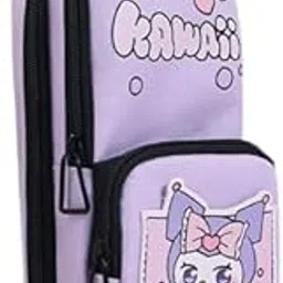 WireScorts Canvas Pencil Case for Kids 6 Layer with 3 Compartment Cute Aesthetic Pencil Case for Girls, Purple Cat Design, Large Capacity Pencil Pouch for Kid Pencil Box for Kids Gifts-picture-30