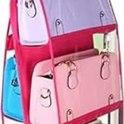 ebofab 6 Pocket Hanging Handbag Closet Organizer Large Clear Hand Bag Storage Transparent Purse Pouch Organizer(Multicolour)-picture-21