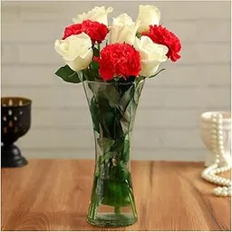 SPHINX Concave Shape Decorative Glass Vase for Flowers Live Plants Bamboo Money Plants Home Office Living Room Table Decorations, Vases for Home Decor, Gift - (Height 8 inches)- 1 Piece-image-96