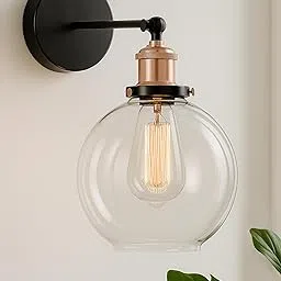 Homesake®Edison Industrial Glass Globe Wall Lamp, Rose Gold Vintage Industrial Loft, E27 Holder, Decorative, Swing Wall Light, Filament/LED-picture-24