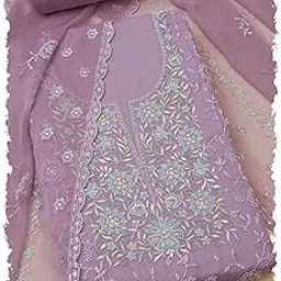 soch Womens Organza Floral Print Unstitch Dress Material With Cutdana-picture-16