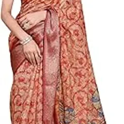 JYA Cotton Linen Saree for Women with Heavy Jacquard Border | Soft Floral Printed Saree with Blouse Piece | Elegant Traditional Saree for Wedding and Special Occasions-image-45