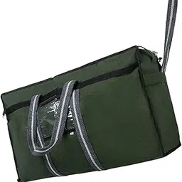 frilla Canvas Duffel Bag, 90L Large Travel Luggage, 73 x 45 x 27.5 cm, Transparent Front Pocket (Green)-picture-50