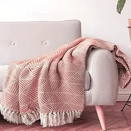 Arvore Cotton Throw Bedcover Super Soft & Breathable | Throw for Living Room, Sofa, Bed, Chair, Picnic & Used for Gift | Throw Blanket Pack of 1 (Tomato Red, Double)-picture-21