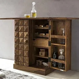 Wood Bar Cabinet for Home || Home Bar Furniture || Wooden Bar Cabinet with Storage || Bar Units || Bar Cabinet for Living Room || Wine Rack with Drawer & Glass Holder || Walnut Brown Finish-picture-36