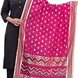 Indian Handicrafts Silk Women/Girls Stylish Zari Polka Dots Dupatta-08 image 1