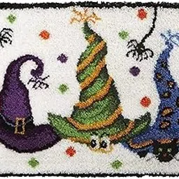 Latch Hook Kits, Large Latch Hook Rug Kit for Adults Halloween Hat Latch Hook Kits with Printed Canvas 34X23 Inch(86X58cm)-picture-21