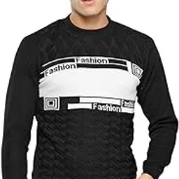 Mens Winter Wear Black Colour Solid Woolen Sweater-image-8