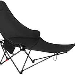 Camping Folding Lounge Chair Sit and Lie recliner for Outdoor Traveling Lawn Black-picture-18
