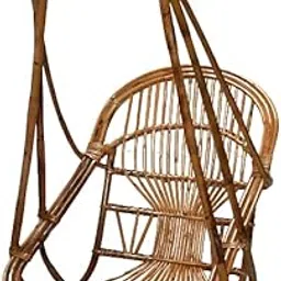 CANE CRAFTS Hanging Chair Jhoola Wooden Bamboo Cane Jhula For Adults Outdoor Cane Swing Chair for Adults Wooden Uyyala Swing Hanging Chair For Balcony, Home, Living Room and Garden with Cushion-picture-13