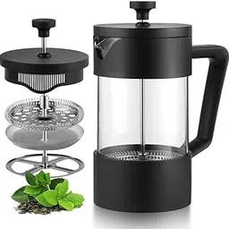 French Press coffee maker 600ml - Borosilicate Glass & Stainless Steel filters Healthy Brewing within 5 minutes - Ideal for Home & Office Coffee and tea maker BPA free-image-68