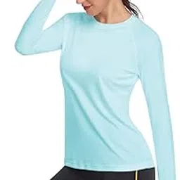 hiskywin Women's UPF 50+ Sun Protection Long Sleeve Shirts Outdoor Hiking Fishing Tops, Long Sleeve-light Green, Medium-picture-48