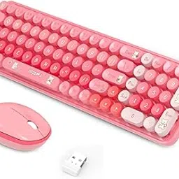 Wireless Keyboard and Mouse Combo, 2.4G Compact Small Ergonomic Cute Colorfull Wireless Keyboard Mouse for Computer Desktop PC Laptop Surface Pink-picture-29