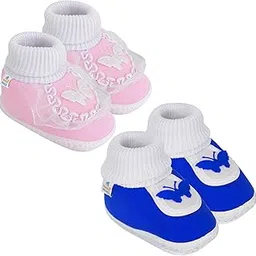 neska moda 6 To 12 Months Baby Girls Set of 2 Pair Butterfly Baby Booties/Shoes (Baby Pink,Blue)-SK179andSK144-picture-20