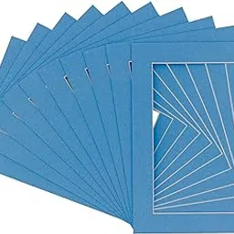Pack of TEN 8.5x11 Mats Bevel Cut for 7x10 Photos - Acid Free Bay Blue Precut Matboards For Pictures, Photos, Framing - 4-ply Thickness-image-16