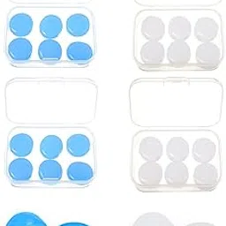 evebel 12 Pairs Noise Reduction Earplugs, Ear Plugs for Sleeping Swimming, Reusable Silicone Soft Moldable Waterproof Sound Blocking Earplugs for Snoring(Blue,White)-picture-15