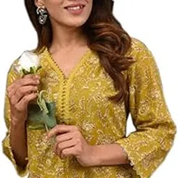 raindrop Cotton Straight Kurta for Womens Pritned Calf Length Girls Kurti Casual Wear Dress-picture-37