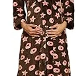 secret wish Printed Woolen Winter Maternity Nighty/Free Size/Feeding/Nursing/Zipper/Belt/Pocket/Full Length-picture-47