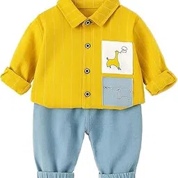 bold n elegant Boys Cotton Muslin Shirt with Jeans Casual Outfit for Kids | Soft Stripe Shirt with Denim Pant Party Dress for Boys (6 Months – 6 Years)-picture-21