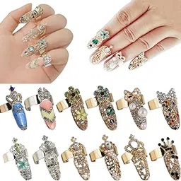 12Pcs Nail Rings for Women,Nail Rings,Adjustable Luxury Nail Set, Fashion Jewelry Decoration for Party, Wear, Gift, Suitable for Fashionable and Luxurious Women-picture-35