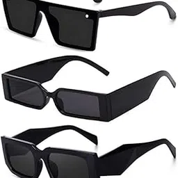 younky Unisex UV400 Protection| Combo Offer Pack of 3 Stylish Black Shade| MCStan, Retro, Square Sunglasses for Men and Women with Box| #3-076-picture-13