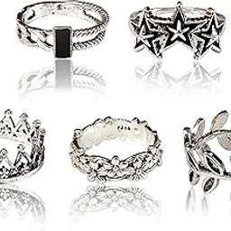 bellastella Latest Stylish Boho Midi Finger Stack Rings For Women And Girls Pack Of 5 Pcs-picture-55