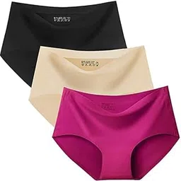 Seamless Women’s Underwear Soft Mid-Waist Traceless Briefs, Slim Fit Solid Color Panties, Comfortable Wear, Pack of 3 (Multicolored)-image-33