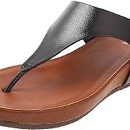 mochi Women's Faux Leather Metallic Gold Thong Strap Wedge Heel Fashion Sandals-picture-15