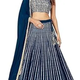 Women's Sequins Zari Embroidered Pure Georgette Lehenga Choli With Dupatta-picture-28