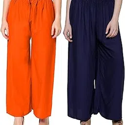faunashaw Women's Stylish Regular Fit Solid Plain Palazzo Trouser Pack of 2 Set Bottom Wear-picture-39