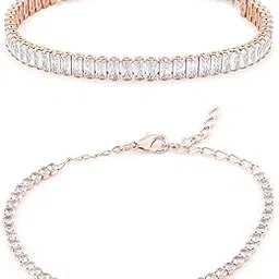 zaveri pearls Set of 2 Rose Gold Cubic Zirconia Contemporary Tennis Bracelets For Women-ZPFK21609-picture-40