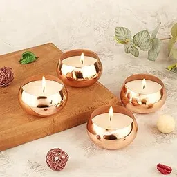 Asian Aura Scented Metal Jar Candle | Soy Blend Aroma Candle | Smokeless Scented Candle for Home Decor, Events, Relaxation & Gifting | Long-Lasting Jar Candle Pack of 4 (Copper, Lemongrass)-picture-46