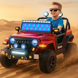 Kawaii Kids Speed 888 Ride On 12V 7mah Rechargeable Battery Operated Solid Designed Jeep for 1 to 7 Year Kids, Boys, Girls, Children, Dark Blue (Rube-939 Red)-picture-29