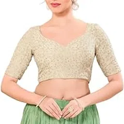 vamas Women's Silk Padded Self Design Half Sleeve Readymade Saree Blouse (VFJKP-118)-picture-51