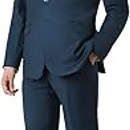 van heusen Men Navy Textured Slim Fit Formal Three Piece Suit-picture-28