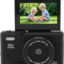 GOWENIC 5k Digital Camera, 75MP Digital Cameras for Photography, 5 Inch Autocococo 18x Digital Screen, Hand Strap, Portable Compact for Teens for Adults (Black)-image-55