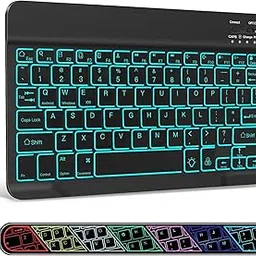 FKU RGB Ultra Slim Wireless Bluetooth Keyboard - 7 Colors Backlit Universal Rechargeable Keyboard Compatible with iPad Pro/iPad Air/iPad 9.7/iPad 10.2/iPad Mini and Other iOS Android Windows (1PCS)-image-19
