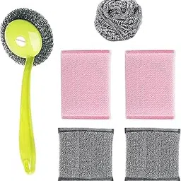 ALOUD CREATIONS 6pc Combo of Sponge for Dishwashing | Stainless Steel Scrubber Scorer-picture-43