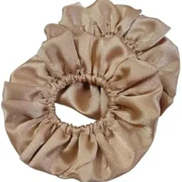 SATIN Hair Scrunchies Set, 2 Pieces, All Hair Types, Women's Hair Accessories, Teen and Adult, Casual Style (GOLDEN SATIN)-picture-49