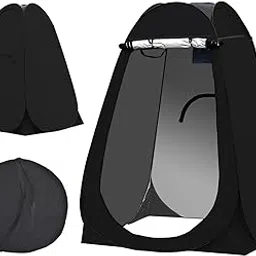 TUKAILAI Portable Pop Up Privacy Tent, Outdoor Camping Bathroom Toilet Shower Tent Spacious Dressing Changing Room for Hiking Beach Picnic Fishing, Instant Rain Shelter with Carrying Bag (Black)-picture-31