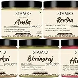 Hair Care 5 Products Combo 500gm - Amla Reetha Shikakai Bhringraj Hibiscus Powder for Pack, Wash, Mask, Shampoo, Dandruff, Cleanser | Natural Seedless Powders Kit | In Jar 100 gm X 5-image-49