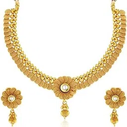 sukkhi Eye-Catchy Jalebi Design Gold Plated Necklace Set For Women-picture-50